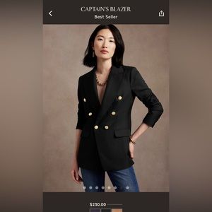 Gorgeous Banana Republic Captain’s Blazer, worn once, 14 tall, Black